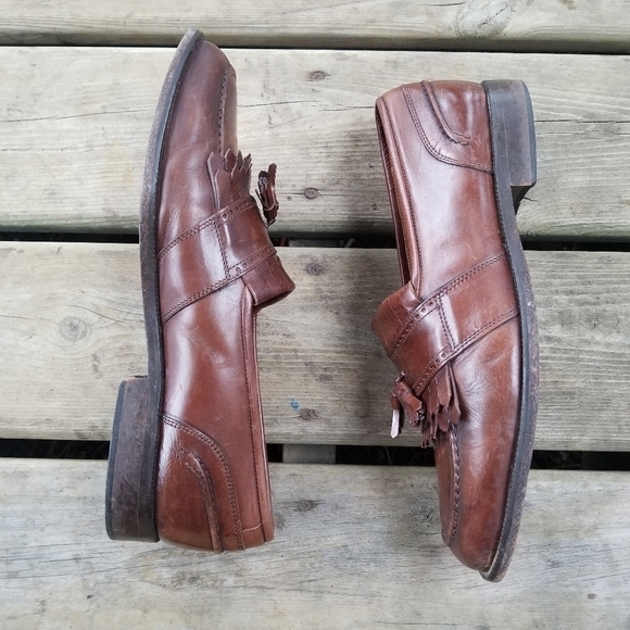 Vintage Bostonian Florentino Brown Leather Fringe Tasseled Moc‎ Toe Loafers 11 main image 4